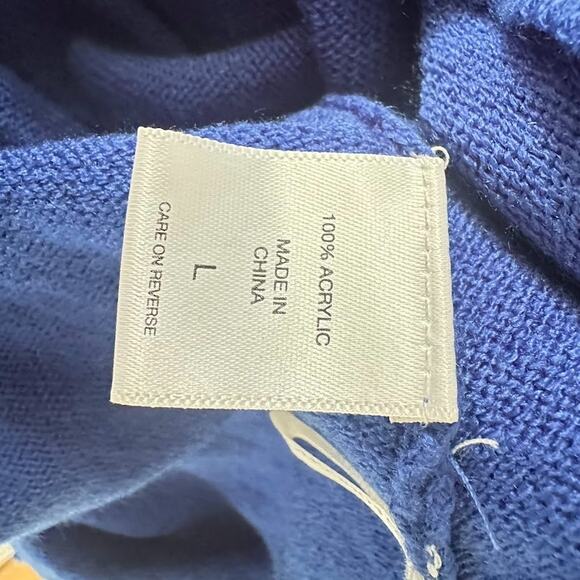 New York & Company Royal Blue Cowl Neck Button Sweater Size Large Asymmetric - Picture 6 of 6